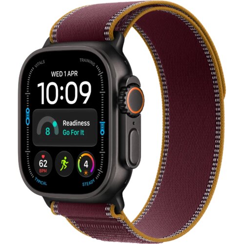 Apple Watch Ultra 4 49mm GPS plus Cellular Black Titanium Trail Loop Burgundy Cene