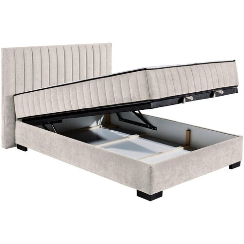 MID.YOU POSTELJA Z VZMETNICO 140 cm x 200 cm , tekstil, leseni material bež Slike