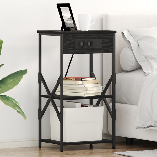 VidaXL Nočne omarice 2 pcs Črni hrast 41 x 31 x 76 cm Konstruiran les Slike