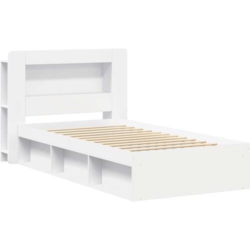  Okvir kreveta s pohranom Bijela 90 x 190 cm Konstruirano drvo Slike