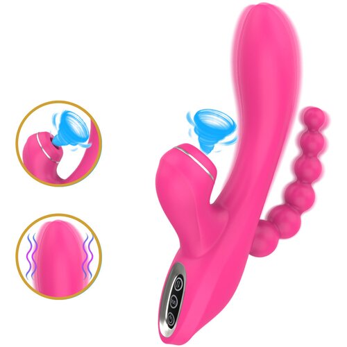 Erospace G-Spot Vibrator with Sucking &amp;amp; Anal Beads Sweet Play A3 Pink Slike