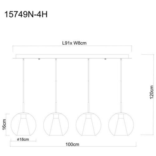 Globo viseča svetilka barry 100/18/120 cm E27 Slike