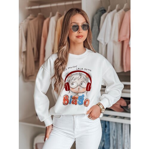 DStreet Bluza damska oversize z nadrukiem LALA VIBE biała Cene