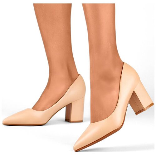 Primohurt Beige classic low-heeled pumps, women&amp;#039;s shoes for the office Slike