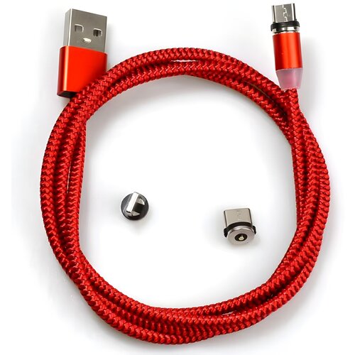  USB punjački kabel 3u1 s magnetskim konektorima - Crvena KP30704 Slike