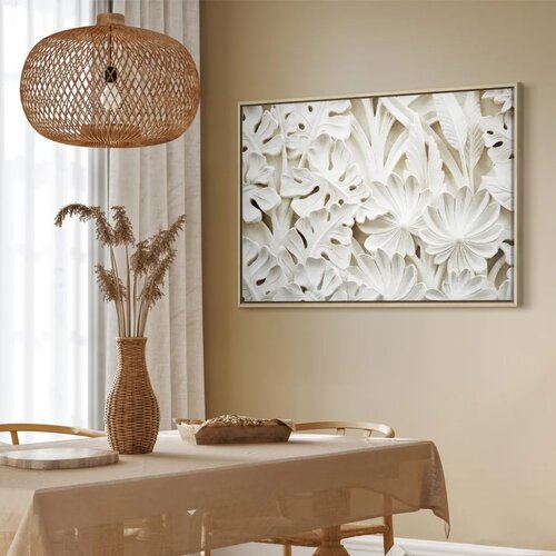  Slika - Ceramic Leaves (1 Part) Wide 60x40 U prirodnom drvenom okviru Slike