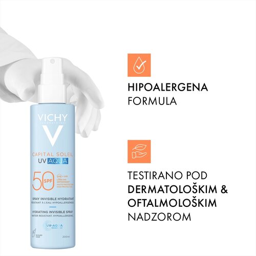 Vichy Capital Soleil UV Aqua za&amp;scaron;čitno pr&amp;scaron;ilo z vlažilnim učinkom SPF 50 200 ml Slike