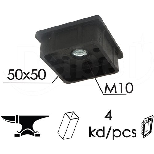 Dabel čep za bravarsku kutiju sa navrtkom ČPN23 Crna 50x50/Mx10 (4kom) DP1 Slike