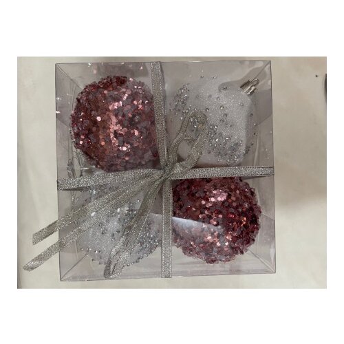 Icy special, novogodišnja kugla, roze bela, 8cm, 4K ( 780109 ) Slike