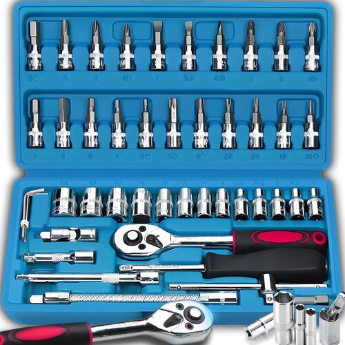 Retoo O651 set nasadnih ključeva i bitova 46 dijelova &ndash; 1/4", račna, nastavci i kofer Cijene