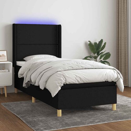  box spring s madracem LED crni 90x190 cm od tkanine Cijene
