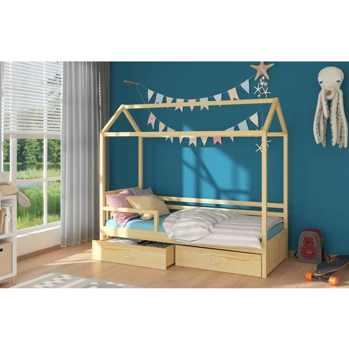 ADRK Furniture dječji krevet rose s zaštitnom ogradom - 80x190 cm - naravni bor