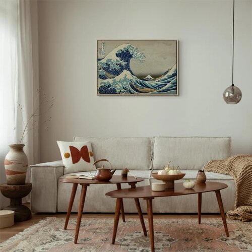  Slika - Hokusai Katsushika &amp;ndash; The Great Wave off Kanagawa 60x40 U prirodnom drvenom okviru Slike