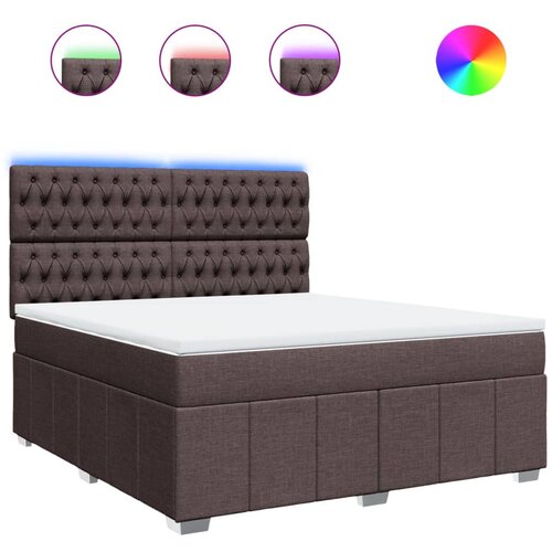 vidaXL Boxspring - Krevet s oprugama i madracem tamnosmeđi 180x200 cm tkanina - Tamno smeđa 180 x 200 cm Dizajn s gumbima Cijene