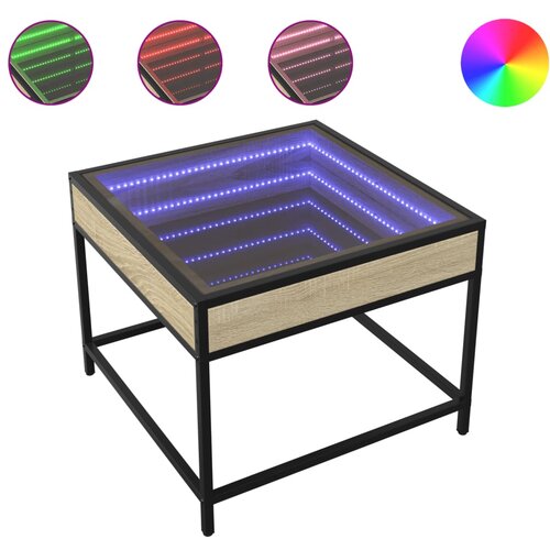 Maison Chic Klubska mizica - kavna mizica - Nizka mizica z neskončnimi LED sonoma hrast 50x50x41 cm, (21752322) Cene