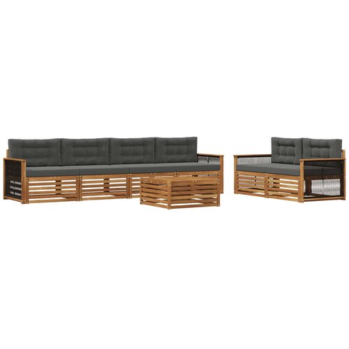 vidaXL Zunanja garnitura za sedenje 7 pcs Naravna in antracitna, (5000281715) Cene