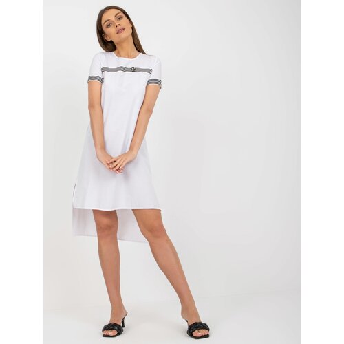 Fashion Hunters Casual white dress with an asymmetrical cut Slike