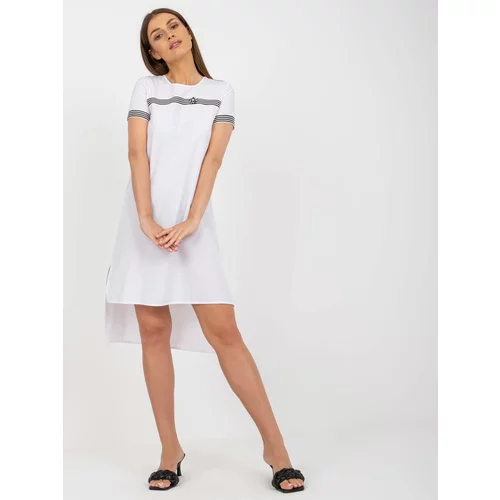 Fashionhunters Casual white dress with an asymmetrical cut