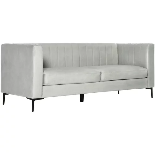HOMCOM 3-sedežni žametni kavč sive barve, sodoben oblazinjen kavč s 5 nogami in letvami za dnevno sobo in sedežno garnituro, 199x72x75 cm, (20745085)