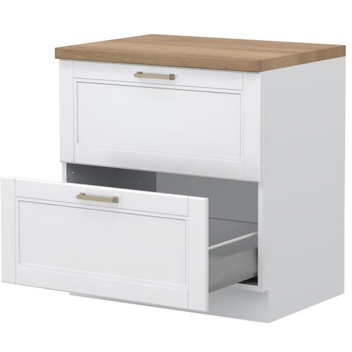 Jela ELEMENT ZA KUHINJO TARA R-80-2MBOX S KOVINSKIMI PREDALI-Bela mat lak Slike