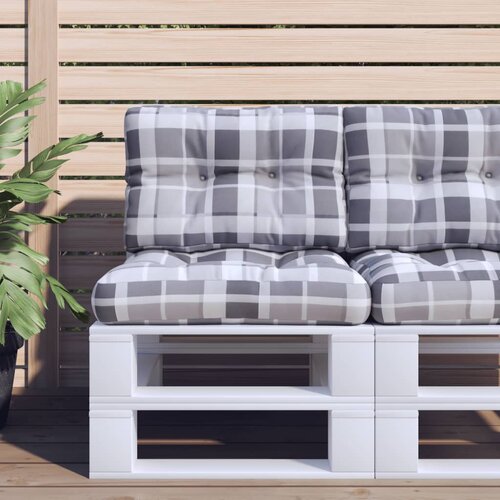 vidaXL Jastuk za palete sivi karirani 50 x 40 x 12 cm od tkanine Cijene