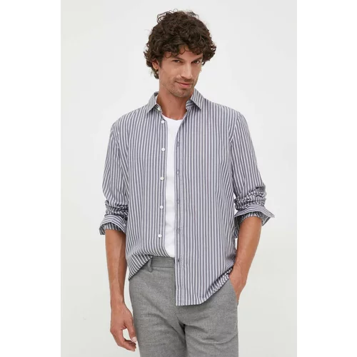 Sisley Pamučna košulja za muškarce, boja: siva, slim, s klasičnim ovratnikom