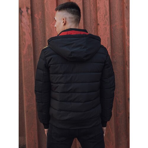 DStreet Men's winter quilted jacket with hood black Cene