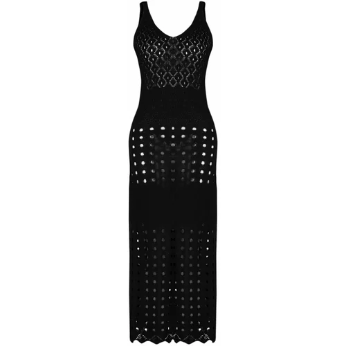 Trendyol Black*001 Plain Regular Maxi Knitwear 50% Cotton, 50% Acrylic Dress