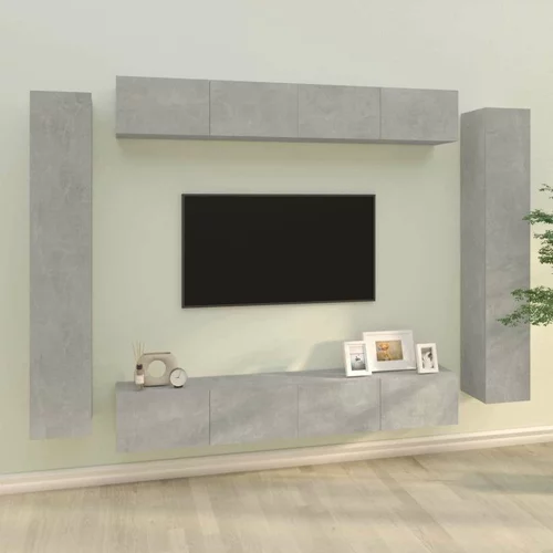  8-dijelni set TV ormarića siva boja betona konstruirano drvo