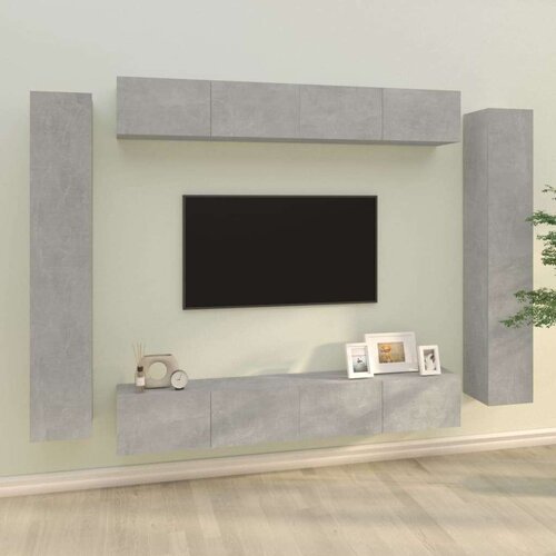 Komplet TV omaric 8-delni betonsko siv konstruiran les, (20913612) Slike