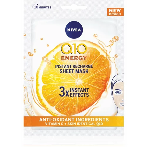 Nivea Q10 Plus C 10 Minutes Sheet Mask platnena maska proti gubam s q10 in vitaminom c 1 ks za ženske