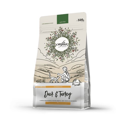 Craftia Harmona Hrana za sterilisine odrasle mačke, pačetina i puretina 320 g Slike