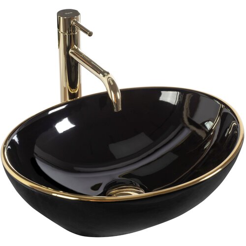 Rea Nadgradni umivaonik Sofia Black Gold Edge Slike