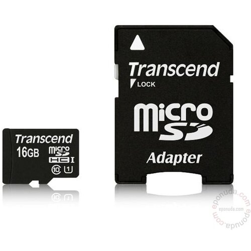 Transcend microSDHC 16GB Class 10 UHS-I 400x + SD Adapter Slike