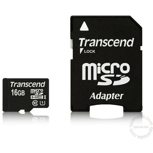 Transcend SD MICRO 16GB HC Class UHS 1 + TS16GUSDU1 memorijska kartica Slike
