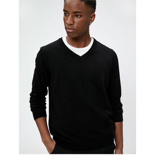 Koton Basic Sweater V-Neck Knitwear Slim Fit Long Sleeve Slike