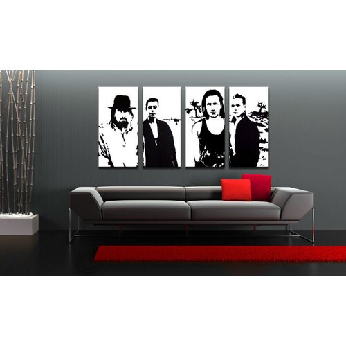  Ročno izdelana slika POP Art U2 in Black 4-delna (POP ART) Slike