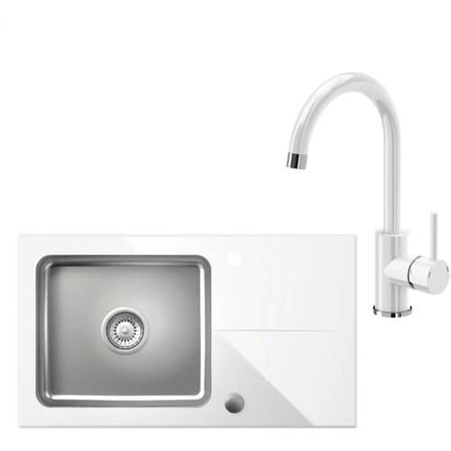 Quadron set pomivalno korito hugh 111 in armatura naomi - bela Cene