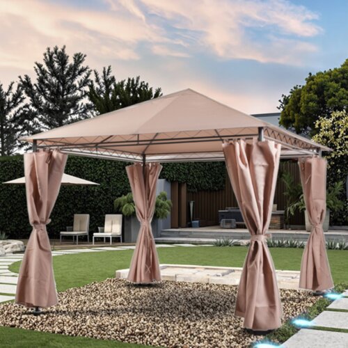 Taberna Metalna Gazebo tenda 3x3 bež sa duplim krovom i zavesama Melani Cene