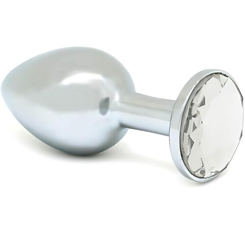 Rimba XS - prozirni kamen, metalni analni dildo (srebrni) Slike