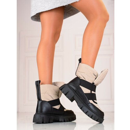 SHELOVET Women's snow boots on a thick platform beige black Slike