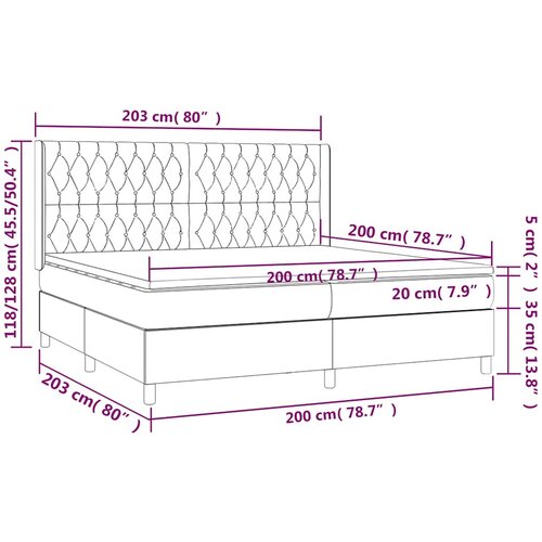  Krevet s oprugama i madracem tamnosivi 200x200 cm bar&amp;scaron;unasti Slike