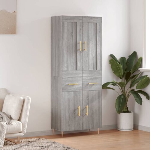 vidaXL Visoka komoda siva sonoma 69,5x34x180 cm inženirski les Cene