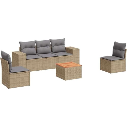vidaXL 6-dijelni set vrtnih sofa s jastucima bež od poliratana Cijene