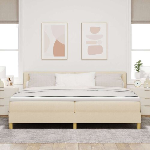  Krevet s uzglavljem s madracem Krem 200x200 cm Tkanina Slike