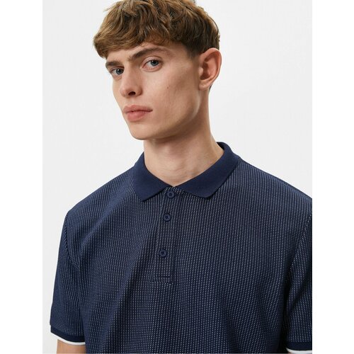 Koton Collared T-Shirt Buttoned Textured Short Sleeve Piping Cene