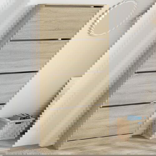 VidaXL Ormarić za cipele s 4 ladice boja hrasta 80 x 21 x 163 5 cm Slike