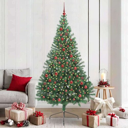 vidaXL Umjetna preddekorirana božićna jelka Zelena 210 cm PVC Cene