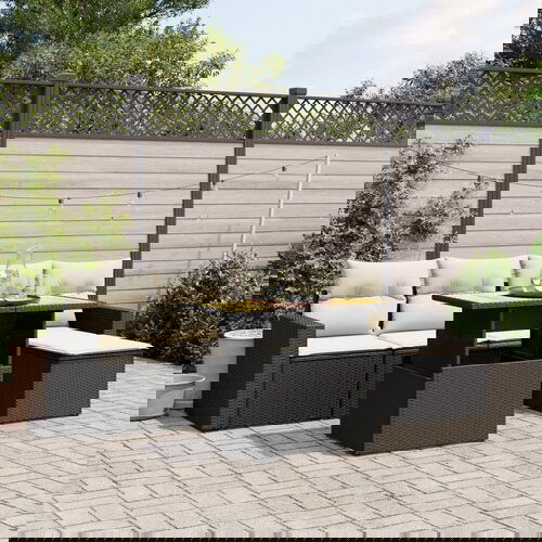  The Living Store Vrtna sedežna garnitura 6-delna z blazinami črna poli ratan - Vrtna Sedežna Garniture, (21481449) Cene