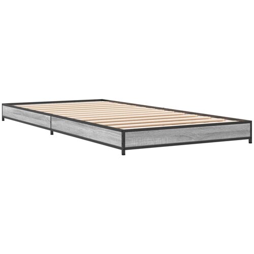 VidaXL Posteljni okvir siva sonoma 90x200 cm inženirski les in kovina, (21128488) Slike